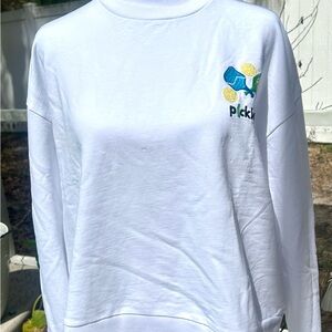White Pickleball Graphic Lightweight Sweatshirt SZ S